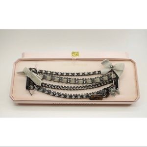 JUICY COUTURE VELVET RHINESTONE SILVER BRACELET